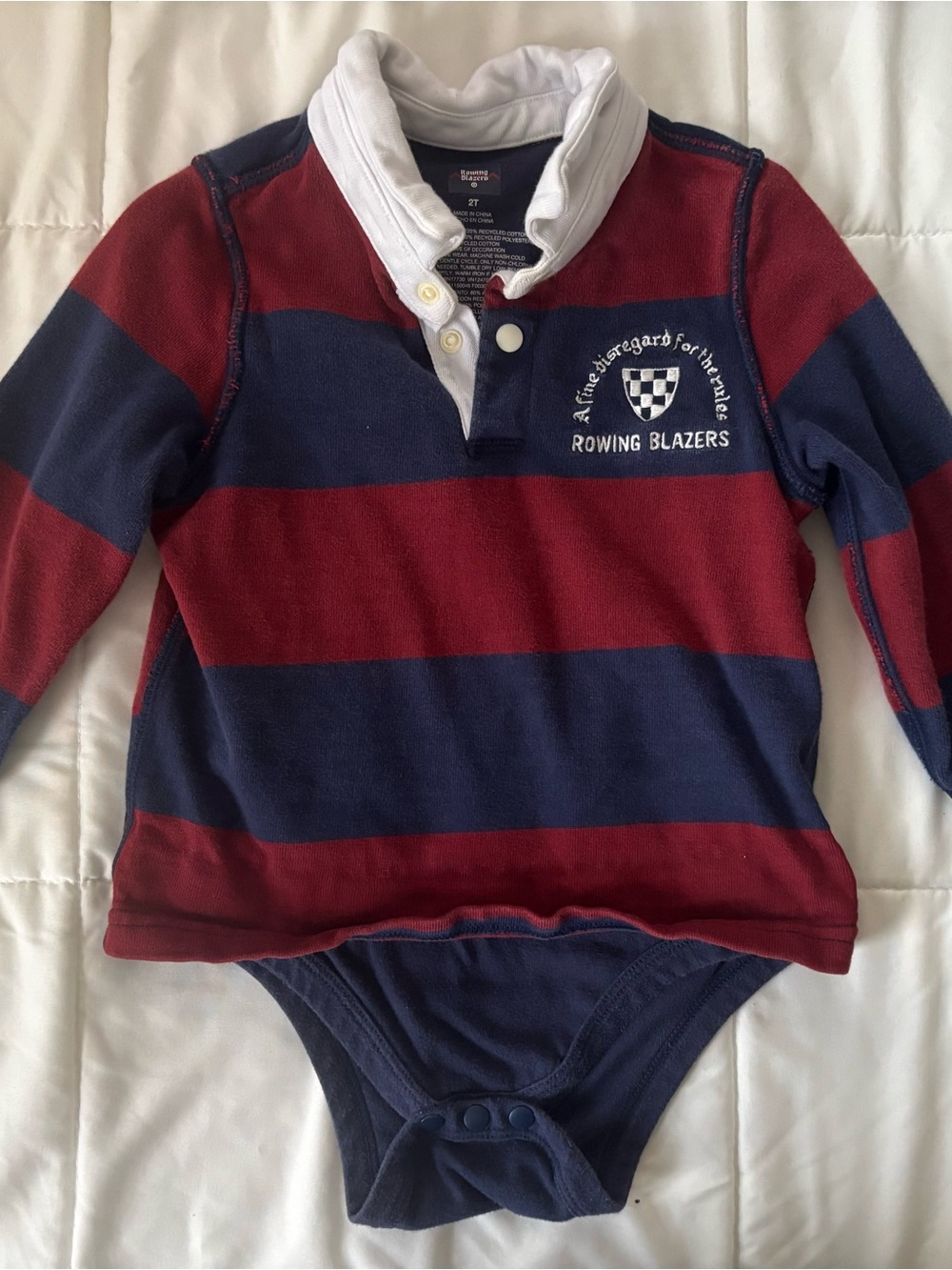 Rowing Blazers x Target Burgundy & Navy Striped Rugby Bodysuit